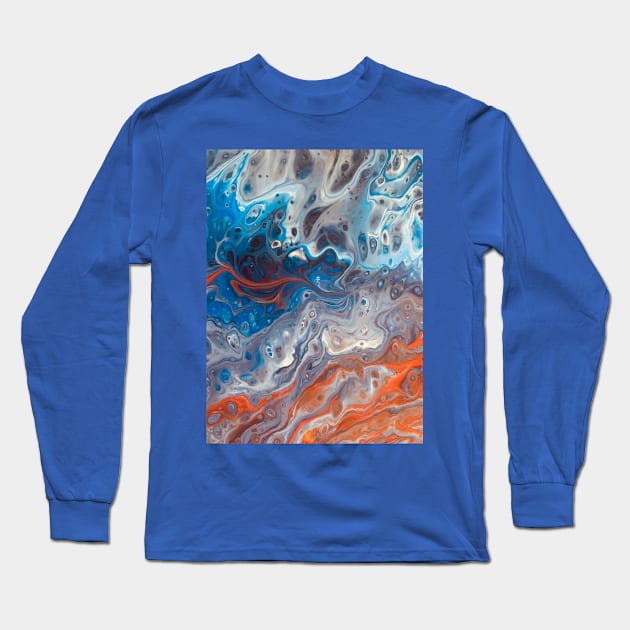 Fluid acrylic painting Long Sleeve T-Shirt by baksuart